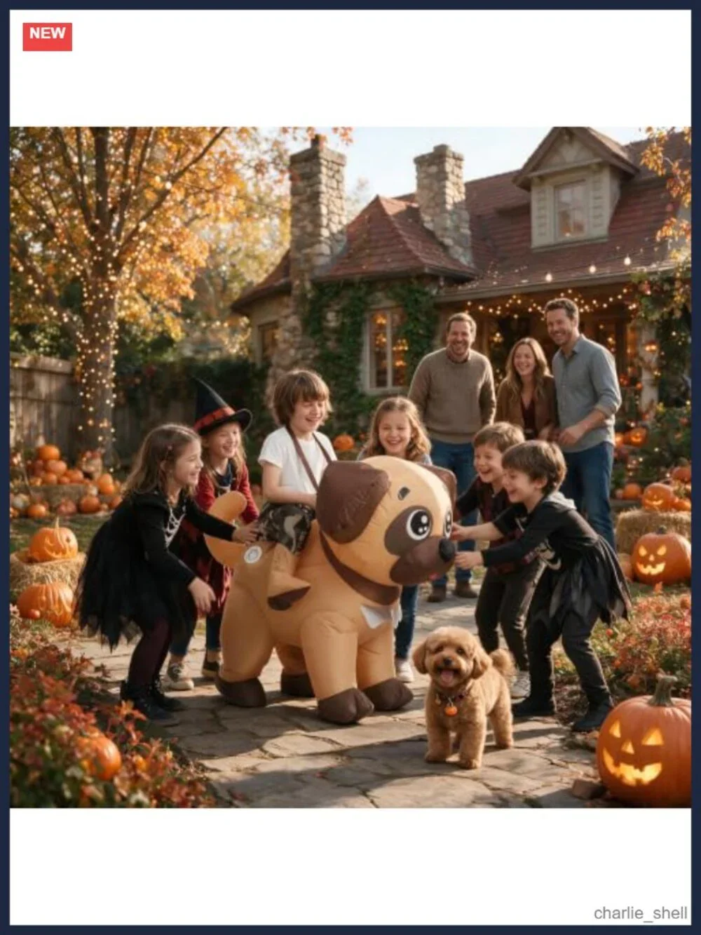 Inflatable Dog Costume for Kids Blow Up Ride Animal Suit Halloween